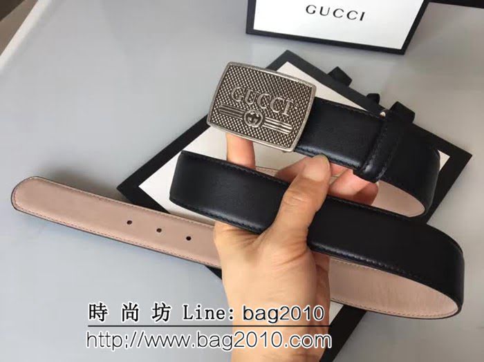 古馳CUCCI 頭層牛皮材料製作平紋面皮帶 純銅五金 男女同款 GHG1114